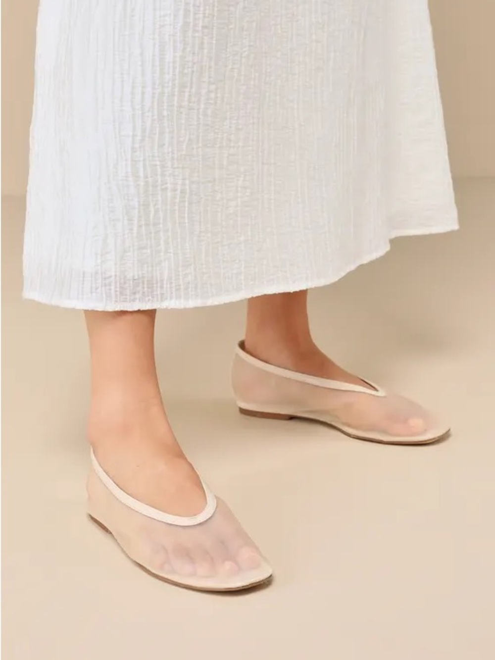 NIB Lulus Sheer Nude Ballet Flats - Women's Stylish Slip-On
